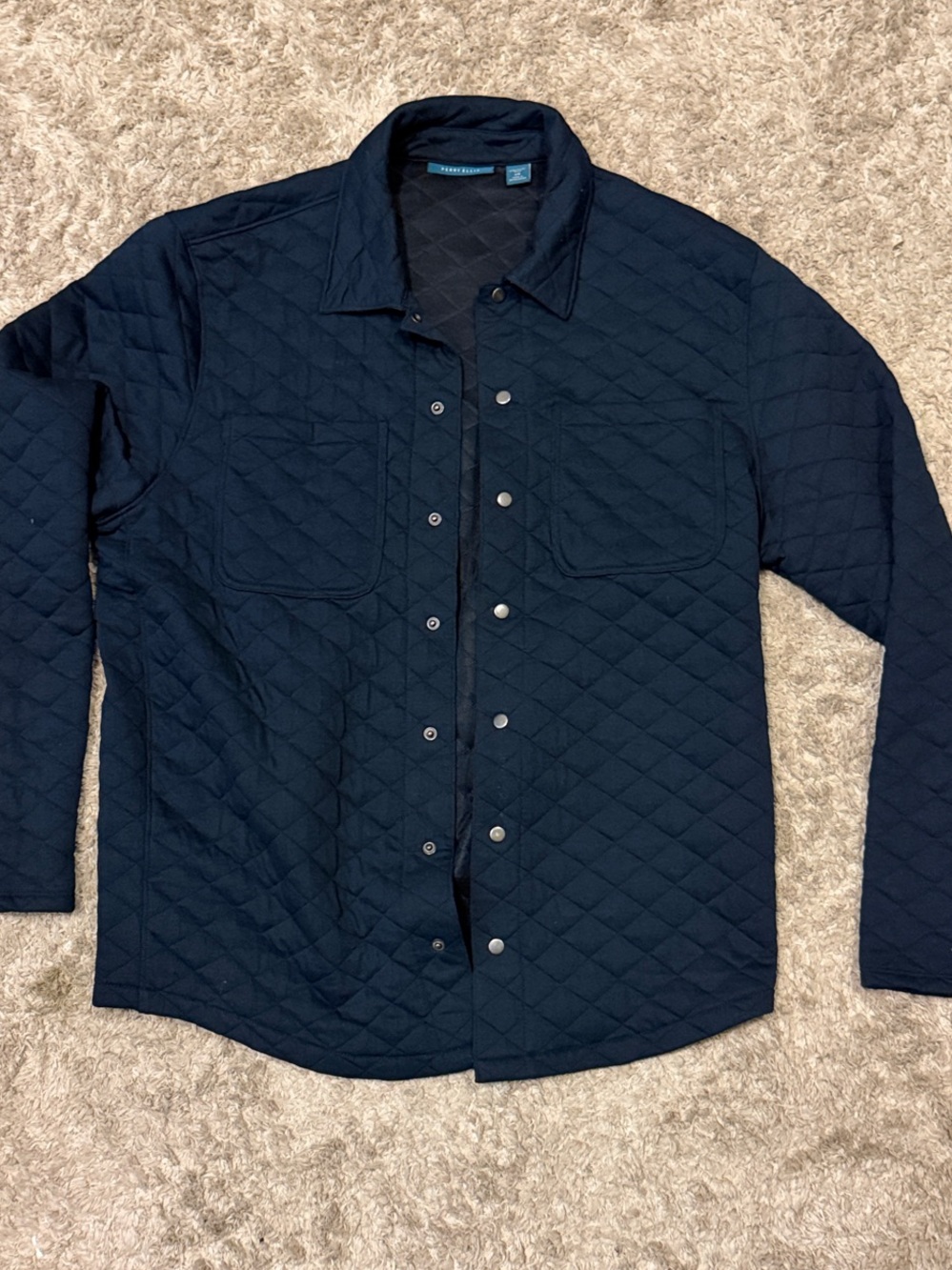 Perry Ellis Brand Men's Quilted Navy Shirt Jacket (size Large)